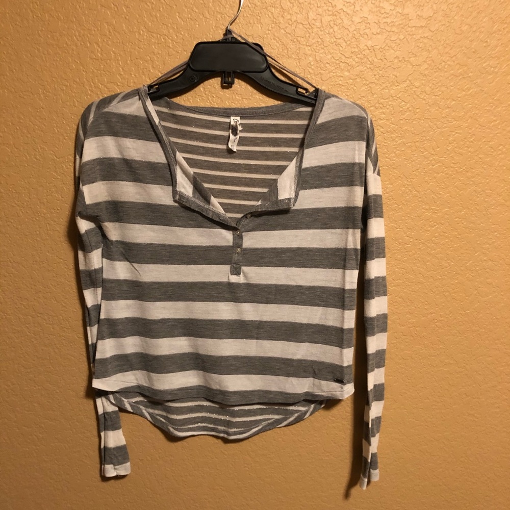 American Eagle grey & white striped top